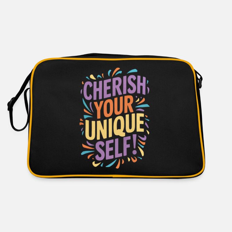 Cherish Your Unique Self Botschaft Retro Tasche