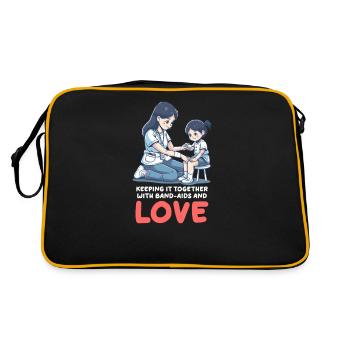 Nurse Mom Keeping Together Band-Aids and Love - Retro Bag - black/gold - Back