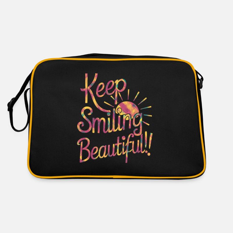 Keep Smiling Beautiful - Positiver Spruch Retro Tasche