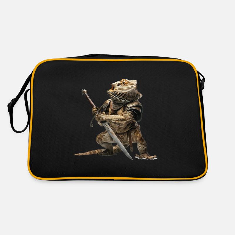 Bearded Dragon Ritter Mittelalter Retro Tasche