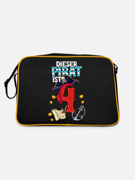 4th Birthday Pirates - Retro Bag - black/gold - Back