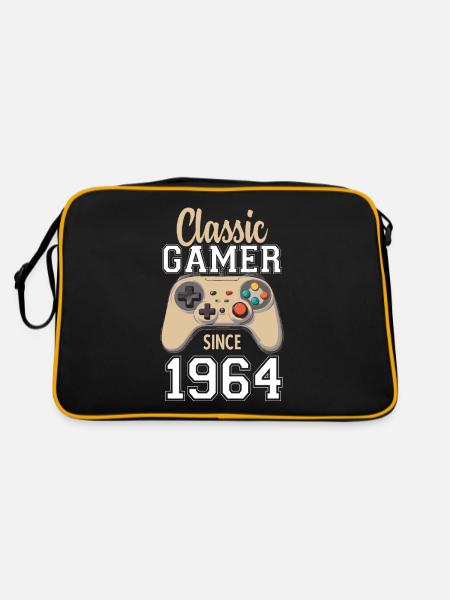 Video Gaming 60 Geburtstag 1964 Classic Gamer - Retro Tasche - Schwarz/Gold - Hinten