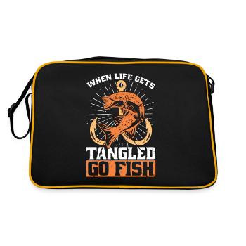 Pêche à la mouche Quand la vie s’emmêle Aller à la chasse au poisson - Sac Retro - noir/or - Dos