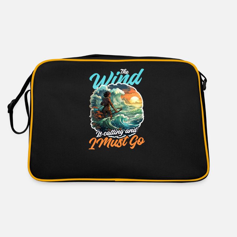 Windsurfen Windruf I Go - Retro Tasche - Schwarz/Gold