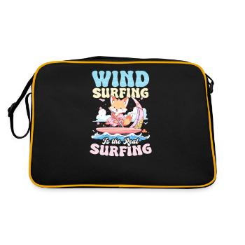 Windsurfen ist das wahre Surfen - Retro Tasche - Schwarz/Gold - Hinten