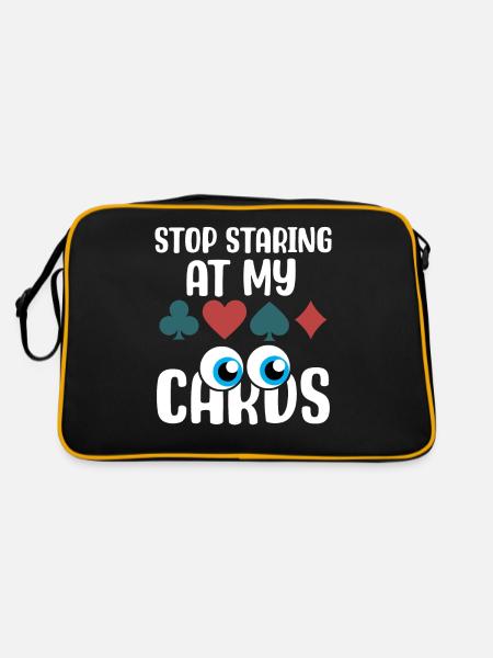 Hör auf, meine Karten anzustarren.png - Retro Tasche - Schwarz/Gold - Hinten