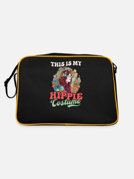 Floral Peace Symbol My Hippie Costume - Retro Bag - black/gold - Back