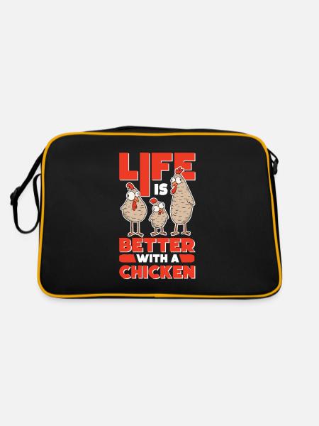 La vie est meilleure avec un poulet - Sac Retro - noir/or - Dos