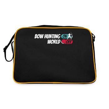Bogenjagd Bogenjäger Bow Hunting On World Off - Retro Tasche - Schwarz/Gold - Hinten
