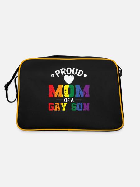 Proud Mom of a gay Son LGBT - Retro Tasche - Schwarz/Gold - Hinten
