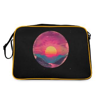 Rétro Coucher de soleil Extérieur Nature Montagne Années 80 Vintage - Sac Retro - noir/or - Dos