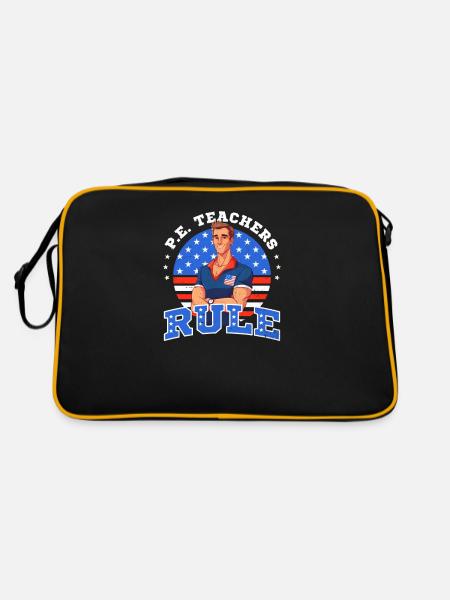 4. Juli Sportlehrer Sportlehrer Regel für Sportlehrer - Retro Tasche - Schwarz/Gold - Hinten