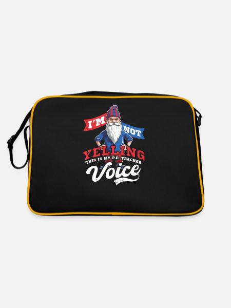 4. Juli Sportlehrer schreit keinen Stimmzwerg - Retro Tasche - Schwarz/Gold - Hinten