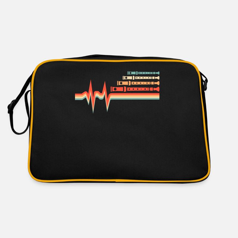 Flutist, Flute, ECG, Heartbeat Retro Bag