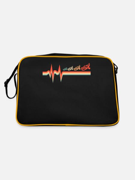 Kanu Kanute Ekg Heartbeat - Retro Tasche - Schwarz/Gold - Hinten