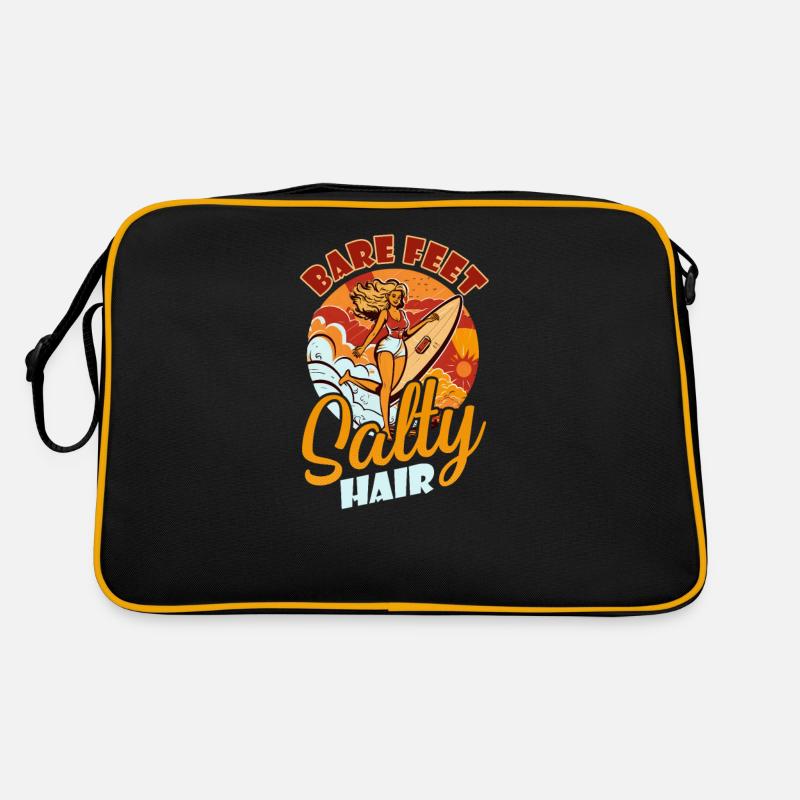 Surfeur pieds nus cheveux salés Sac Retro