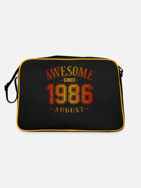 August 1986 - Geburtstag im August Awesome - Retro Tasche - Schwarz/Gold - Hinten