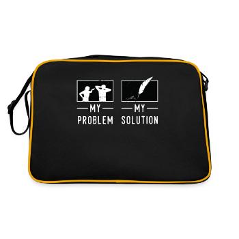 Writing Lover My Problem My Pictogram Dad Mom - Retro Bag - black/gold - Back