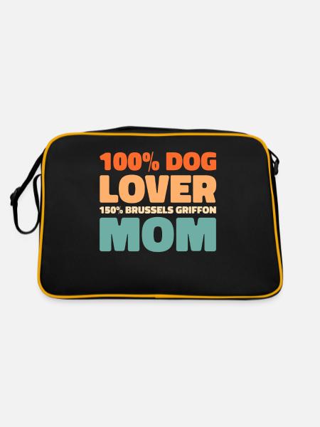 Brussels Griffon - Retro Tasche - Schwarz/Gold - Hinten