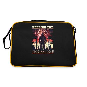 Patriotic Lineman Keeping the Lights on! - Retro Bag - black/gold - Back