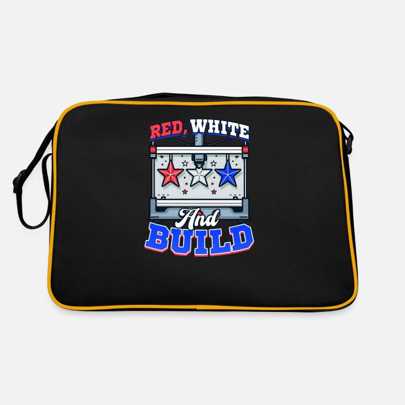 Impression 3D patriotique rouge, blanc et construction Sac Retro