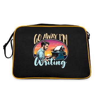 Writing Go Away I'm Writing Book Writer Novelist - Retro Bag - black/gold - Back