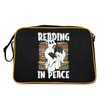 Reading In Peace Loves Reading Books Avid Reader - Retro Tasche - Schwarz/Gold - Hinten