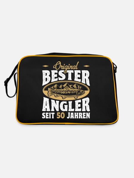 Funny Angler Hobby Angler Gift Idea for 50. - Retro Bag - black/gold - Back