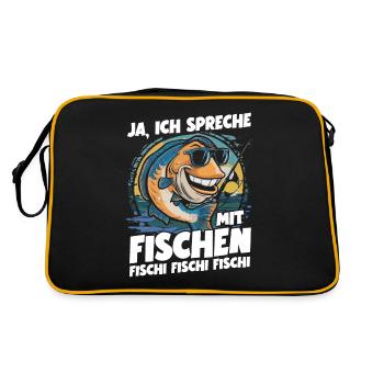 Funny Angler Saying Yes, I'm Talking to Fish - Retro Bag - black/gold - Back