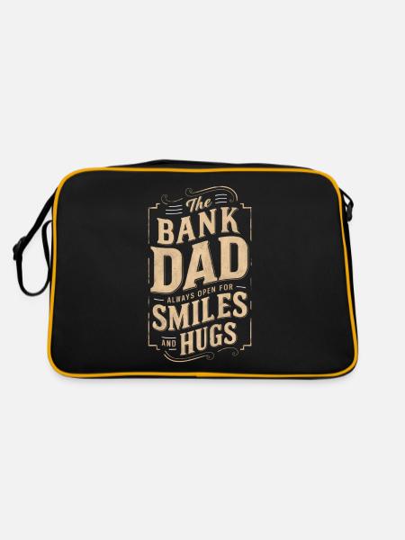 Bench of dad smiles and hugs - Retro Bag - black/gold - Back