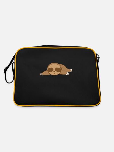 Faultier schläft am Boden - Retro Tasche - Schwarz/Gold - Hinten