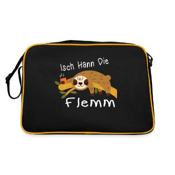 Isch Hann Die Flemm Saarland Saarländer Dialekt - Retro Tasche - Schwarz/Gold - Hinten