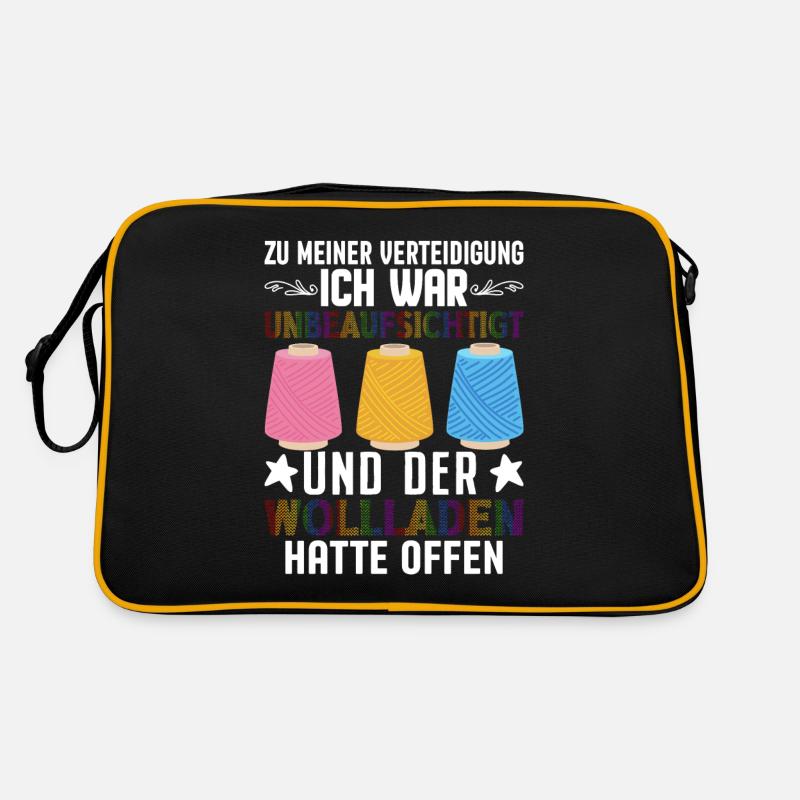 Häkelspruch Strickerei Häkeln Geschenk Oma Mutter - Retro Tasche - Schwarz/Gold