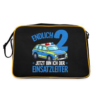 2nd Birthday Police Police Car 2 Years - Retro Bag - black/gold - Back