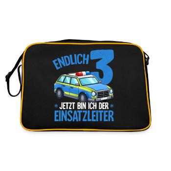 3rd Birthday Police Police Car 3 Years - Retro Bag - black/gold - Back