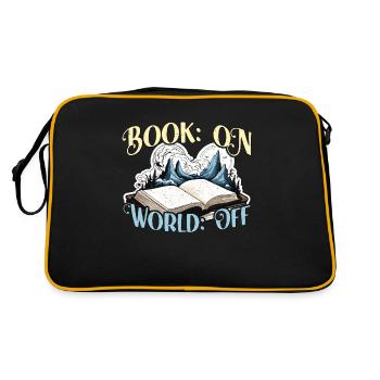 Reading Book On World Off Bookworm Reading Books - Retro Tasche - Schwarz/Gold - Hinten