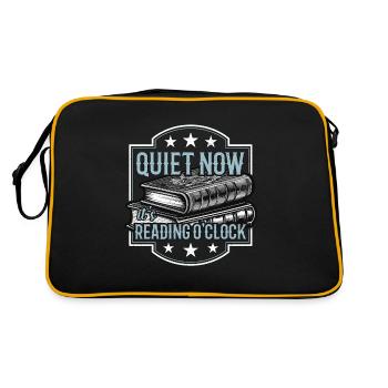 Reading Quiet Now It's Reading O'Clock Bookworm - Retro Tasche - Schwarz/Gold - Hinten