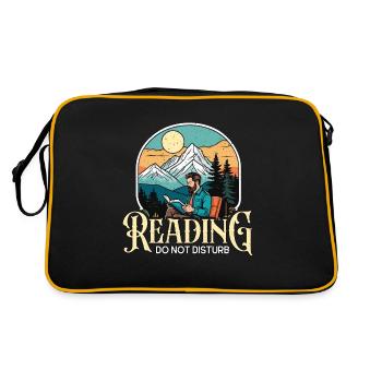 Reading Do Not Disturb Bookworm Literature Bookish - Retro Tasche - Schwarz/Gold - Hinten