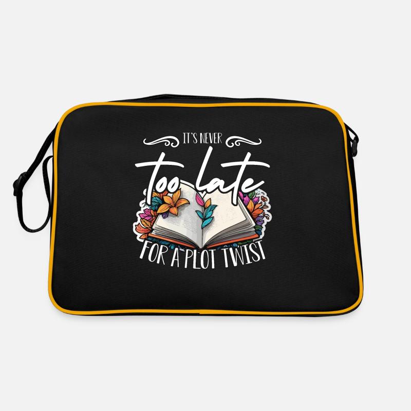Reading It's Never Too Late For A Plot Bookworm Retro Tasche