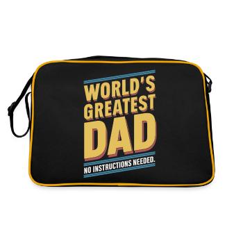 Weltbester Papa Keine Anleitung Nötig - Retro Tasche - Schwarz/Gold - Hinten