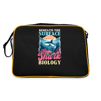 Biologe Hailiebhaber unter der Oberfläche: Shark Biolo - Retro Tasche - Schwarz/Gold - Hinten