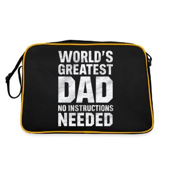 Weltbester Papa Keine Anleitung Nötig - Retro Tasche - Schwarz/Gold - Hinten