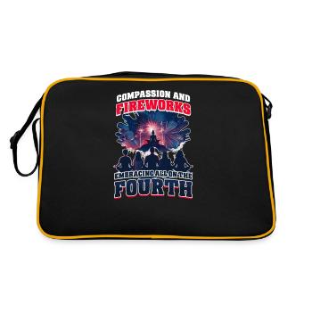 Compassion bouddhiste patriotique et feux d'artifice - Sac Retro - noir/or - Dos