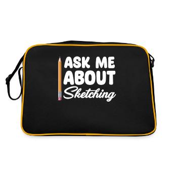 Fragen Sie Mich Nach Dem Skizzieren Lustiger - Retro Tasche - Schwarz/Gold - Hinten