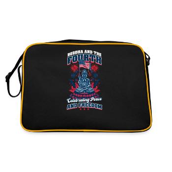 Un bouddhiste patriotique célèbre la paix et la liberté - Sac Retro - noir/or - Dos