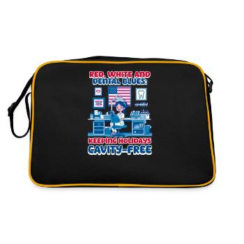 Patriotic Dentist Dental Blues Holidays Cavity-Fre - Retro Bag - black/gold - Back