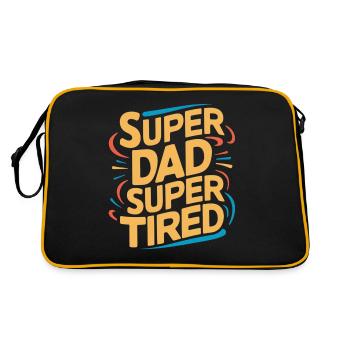Super Dad Super Tired Funny Sayings - Retro Bag - black/gold - Back