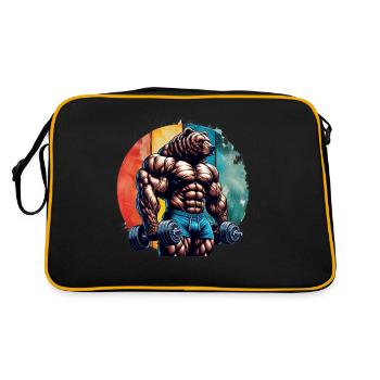 Musculaire Ours Bodybuilder Gym Entraînement Rétro Coucher De Soleil - Sac Retro - noir/or - Dos
