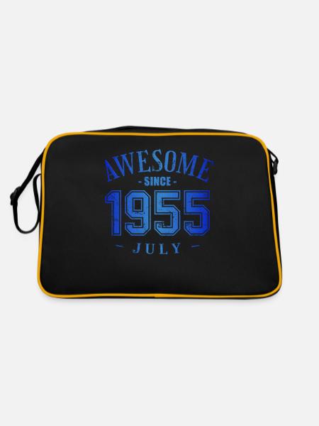 July 1955 - Geburtstag im Juli Awesome - Retro Tasche - Schwarz/Gold - Hinten