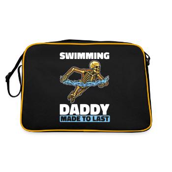 Schwimmen Schwimmer Skelett Fathers Day Dad - Retro Tasche - Schwarz/Gold - Hinten